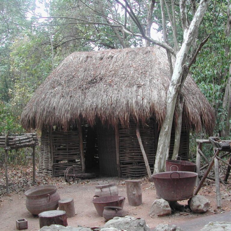 בקתה שבה התגוררו בני המאיה בזמנו