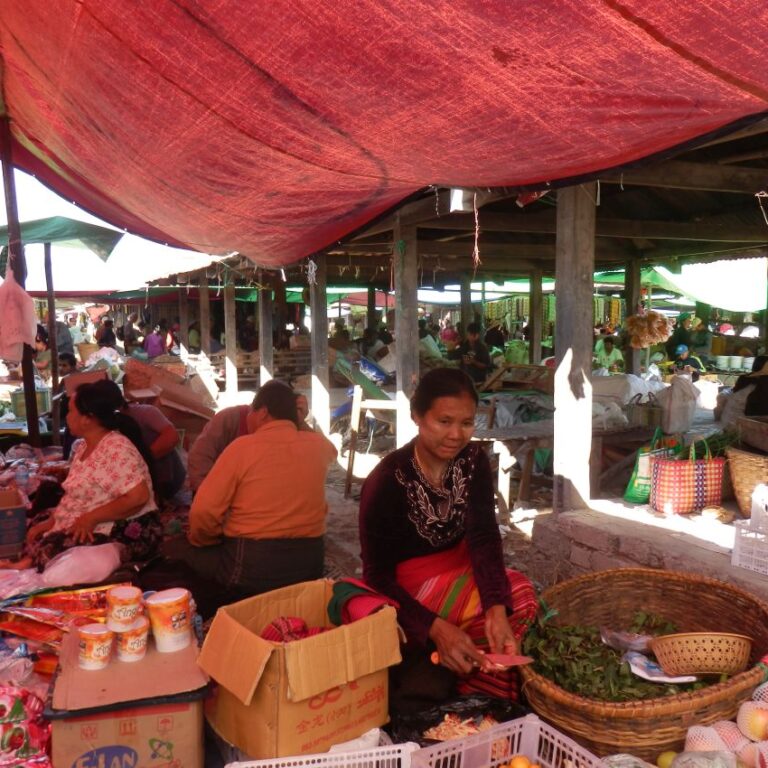שוק כפרי אליו נוהרים בסירות מכל סביבת האגם