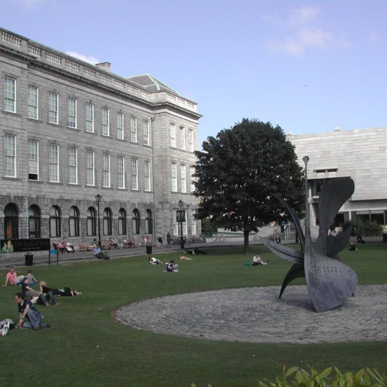 מדשאות האוניברסיטה בדבלין מלאים סטודנטים שואפי שמש