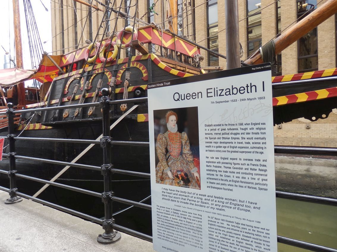 ספינתו של הפיראט דרייק שזכה לתואר סיר מהמלכה אליזבט