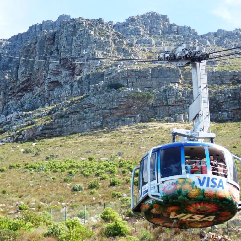 עולים ברכבל לפסגת הר השולחן בקייפטאון