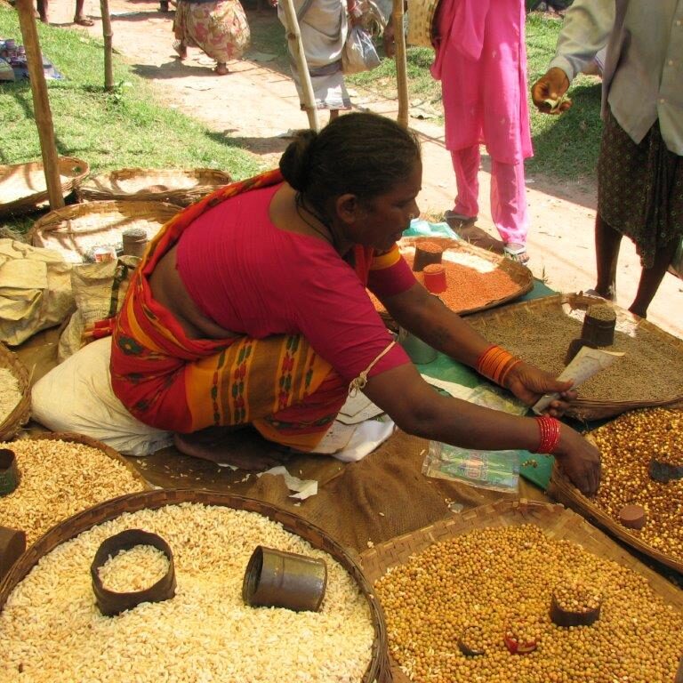 סוחרת זרעונים בשוק הודי