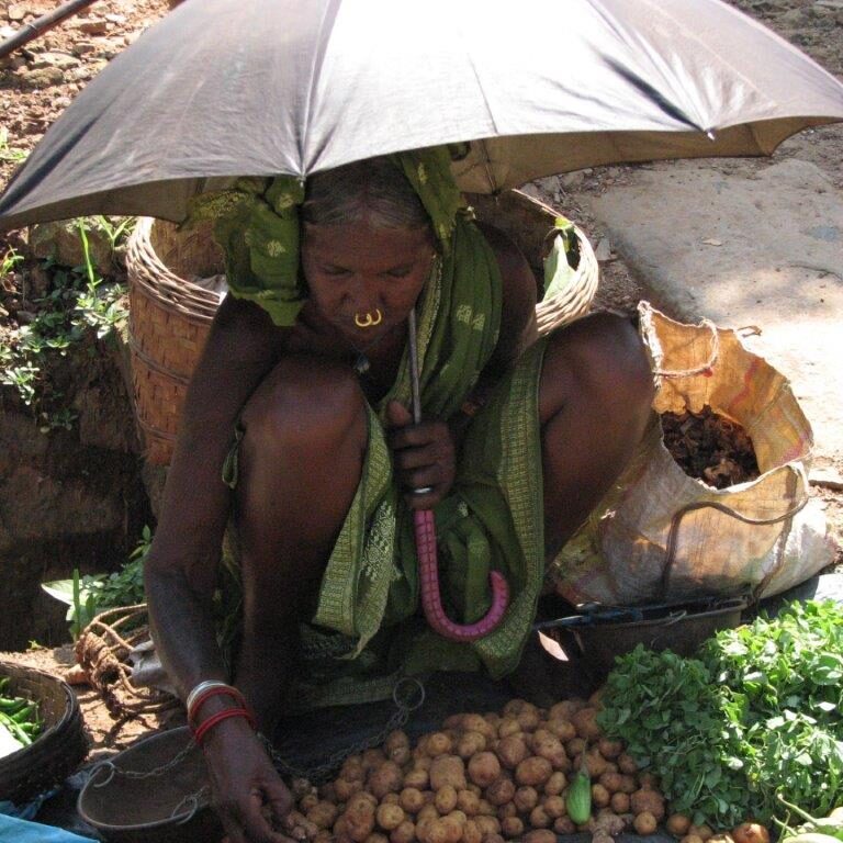 סוחרת התפודים בשוק הודי