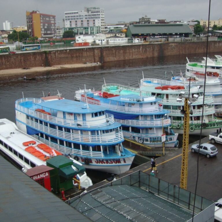 הספינה על שמי בנמל מנאוס, זה הקשר התחבורתי לאורך הנהר