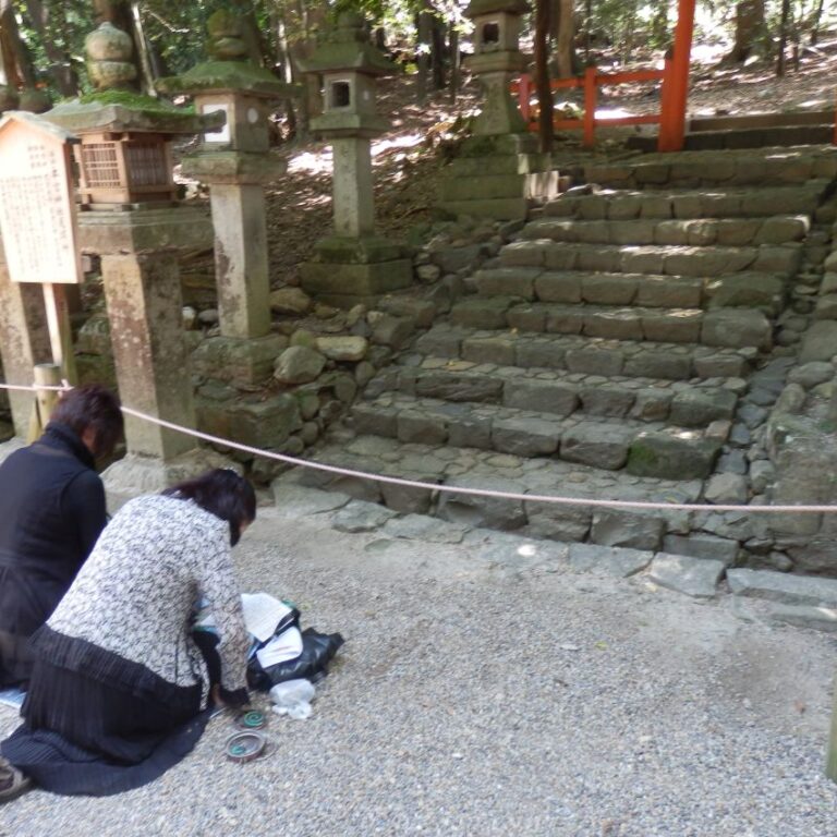 מאמינות יפניות בעיר נארה שם גם שוכנות האיילות