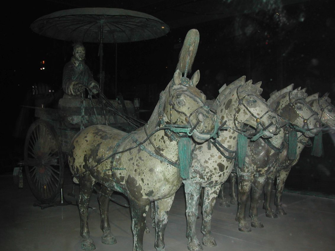 גם מרכבות וסוסים מחרס השתמרו בקברו של הקיסר