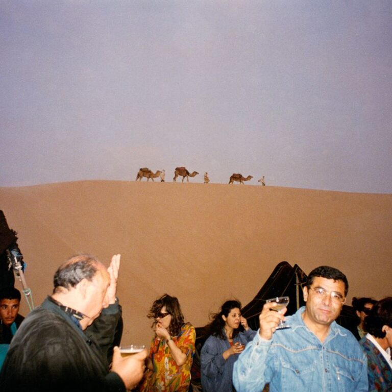 המארחים הטוניסאים הנדיבים הקפיצו אותנו לסהרה במסוקים כדי שנראה אורחת גמלים על רקע השקיעה ולאחר מכן ארוחת שחיתות על הדיונות