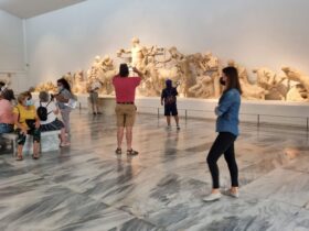 אולימפיה מקדש זאוס עם פסאדה מדהימה שהיתה על גגו, מקום האולימפיאדות הראשונות ביוון