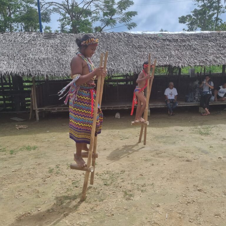 ספורט הליכה על קביים (או-כלונסאות) גם הוא אהוד על נערי וונערות השבט שנותר פגאני