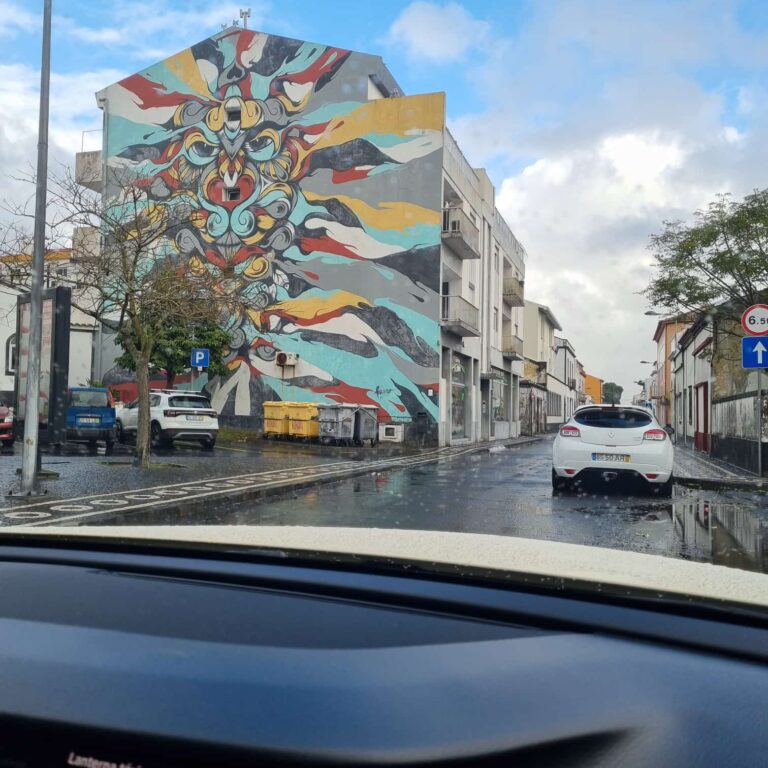 בית מצויר בפונטה דלגדה שתושביו מתפרנסים מתיירות ומגידול פרות ופירות