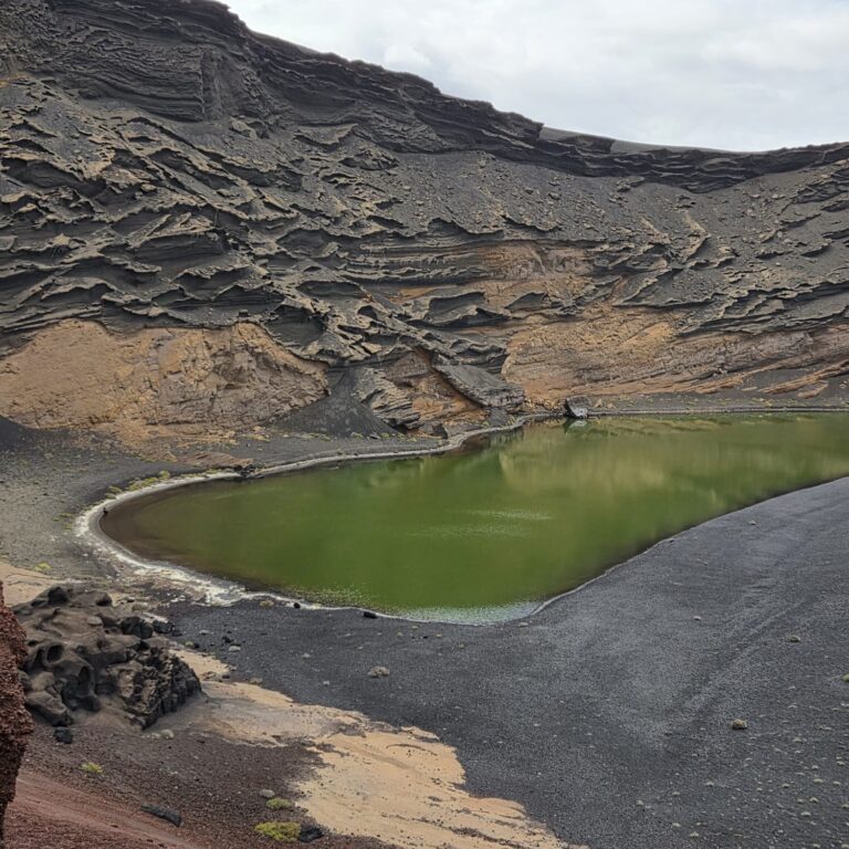 הבריכה הירוקה מאצות באי לנסרוט שעוצב על ידי לאבה